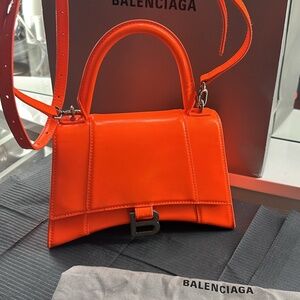 Balenciaga Hourglass Neon Orange Limited Edition Bag Handbag Authentic New